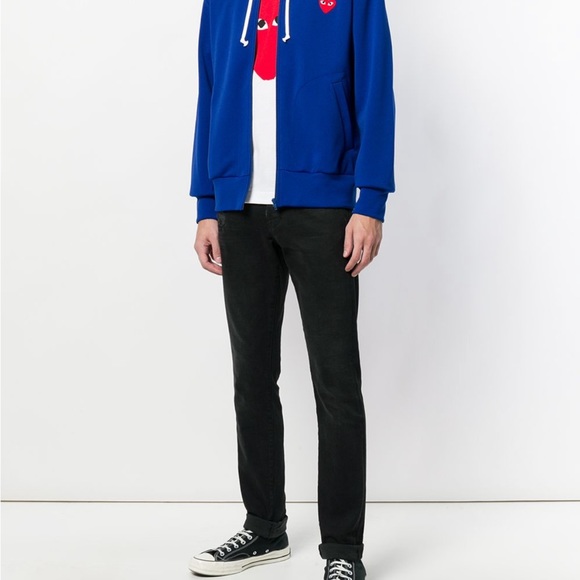 Comme Des Garçons CDG Play Blue Mens Zip Up Hoodie Size Large - Picture 3 of 12